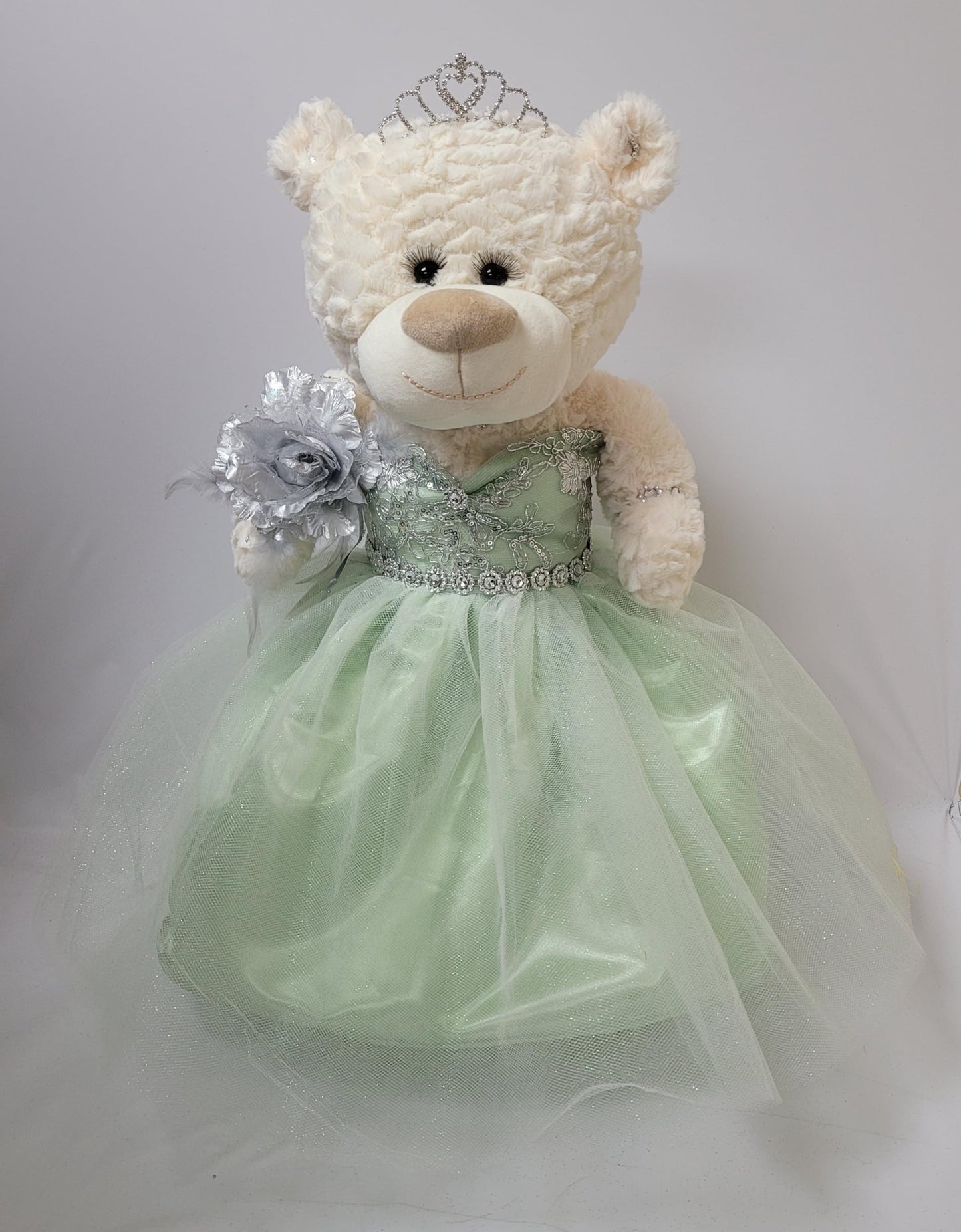 KINNEX COLLECTIONS SINCE 1997 20 Quince Anos Quinceanera Last Doll Teddy Bear with Dress (Centerpiece) ~ ARC16831-8 (Pistachio)