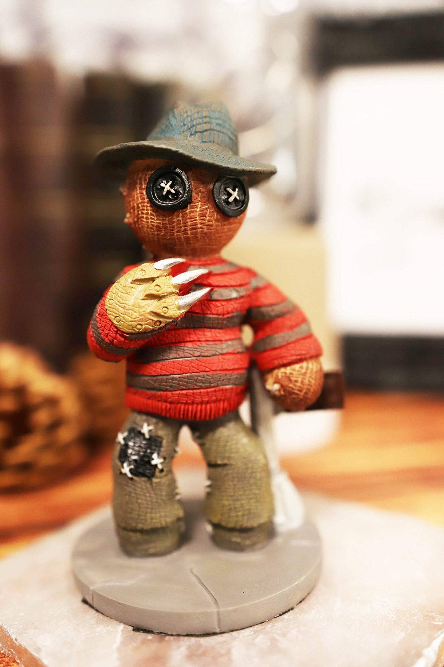 Ebros Day Of The Dead Pinheadz Monster With Voodoo Stitches Figurine Halloween Collectible Statue Fantasy Mythical Beings Undead Apocalypse Horror Icon (Freddy Krueger)