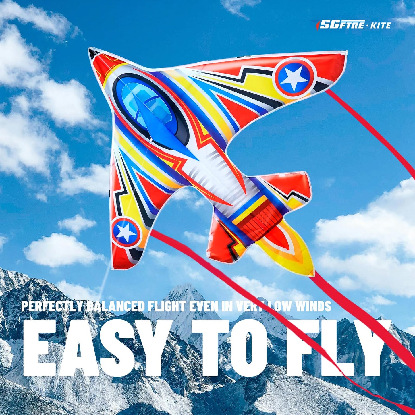 Sgftre Kite Airplane Kite For Kids And Adults, Easy To Fly With Durable Fiberglass Frame, Outdoor Fun Sports Plane Kite With Han