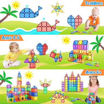 Magnetic Tiles Kids Toys Stem Magnet Toys For Toddler Magnetic Blocks Building Toys Preschool Learning Sensory Montessori Toys For 3+ Year Old Boys And Girls, Safe Creativity Toddler Kids Toys 40Pcs