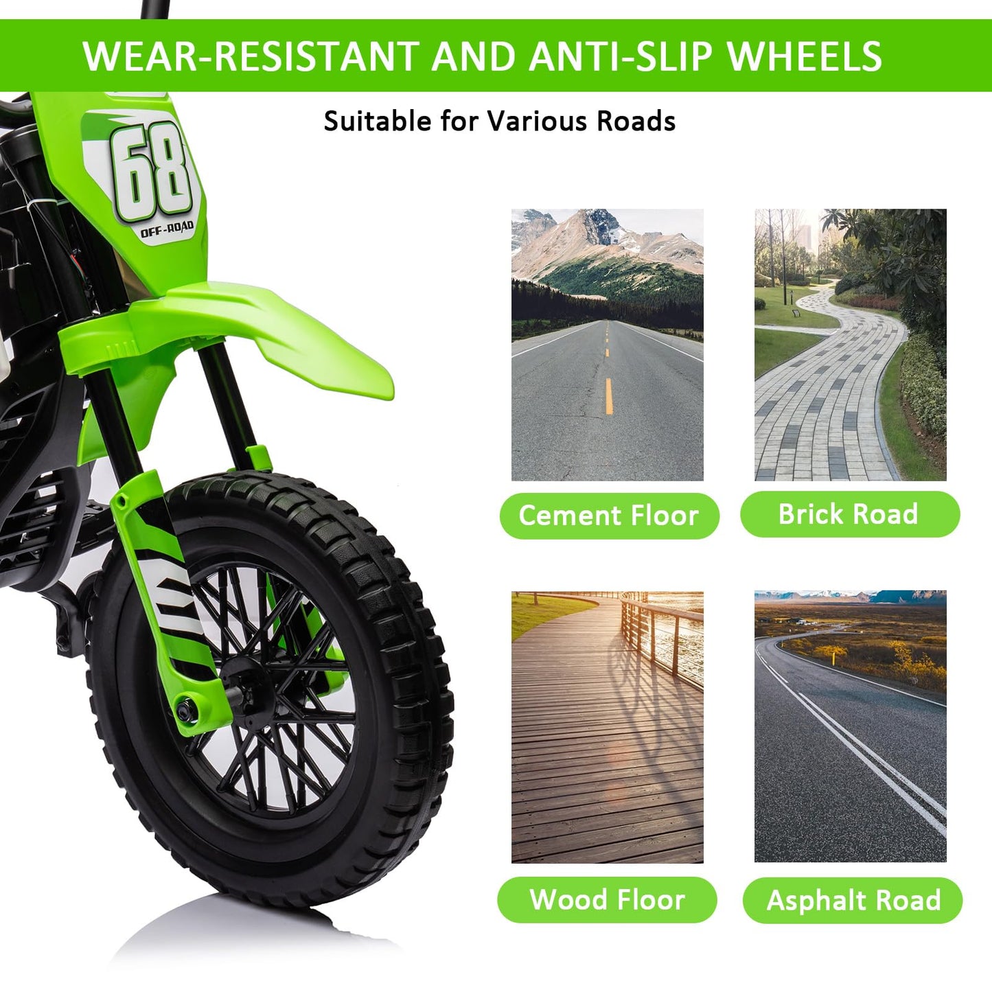 GarveeLife 12V Kids Motorcycle, Kids Electric Dirt Bike with Traning Wheels, Twist Grip Throttle, 3mph Max Speed and Music, Ride