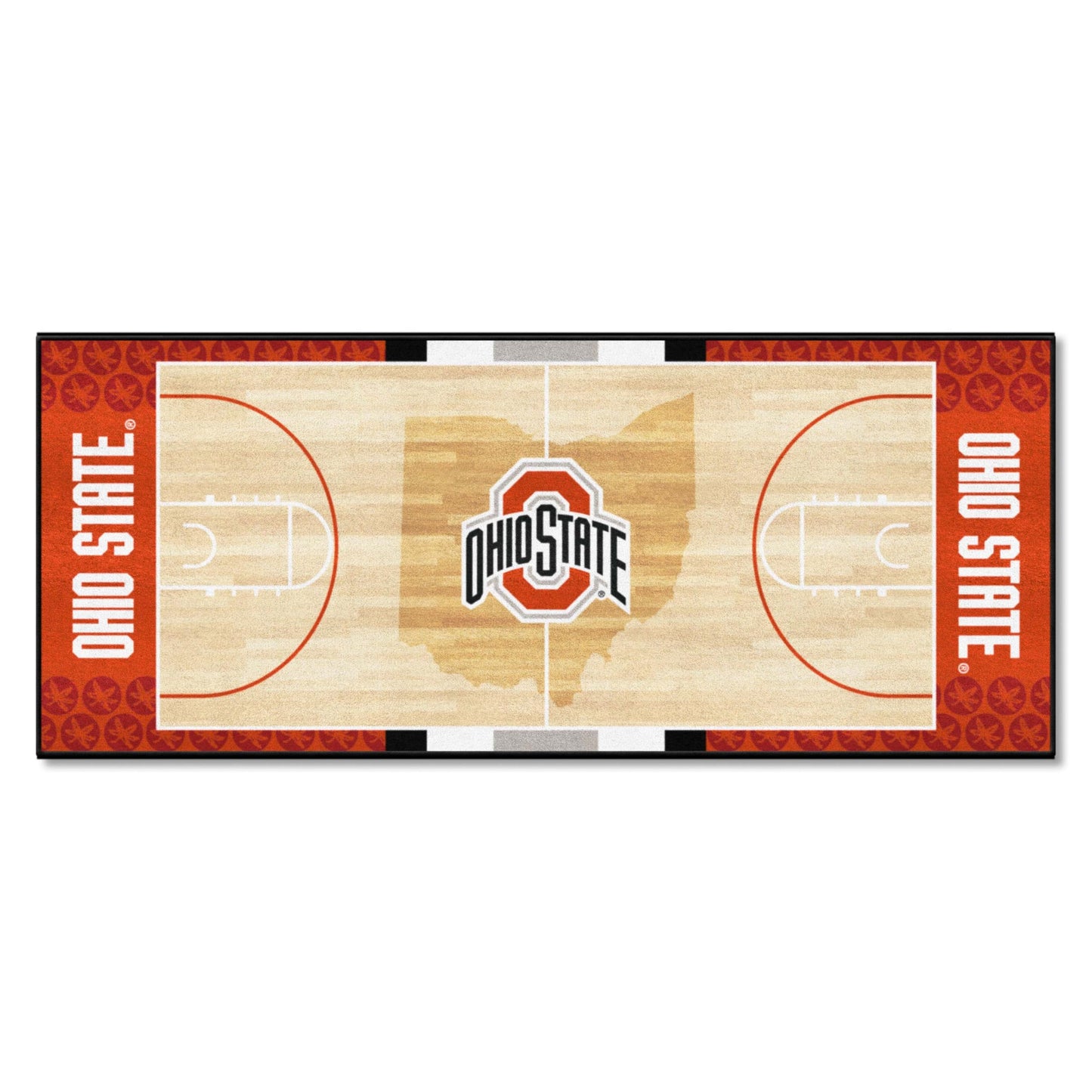 FANMATS - 9566 NCAA Ohio State University Buckeyes Nylon Face Basketball Court Runner 30x72