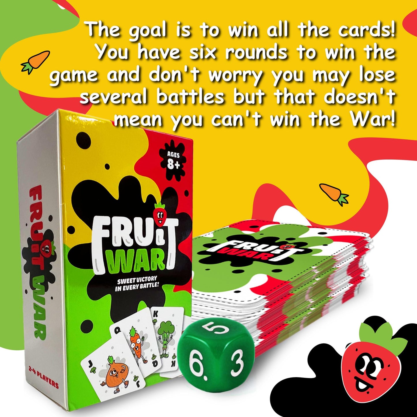 Blakruut Games Fruit War, A Family Friendly Game That Is A Twist On The Classic Game Of War, With Quicker Game Play, Intense Bat