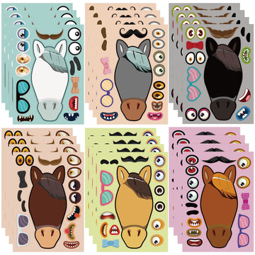 Dorgua Make-A-Face Sticker Set, Make A Horse Stickers For Kids Boys, Diy Craft Stickers Face Stickers Decor, Make Your Own Horse