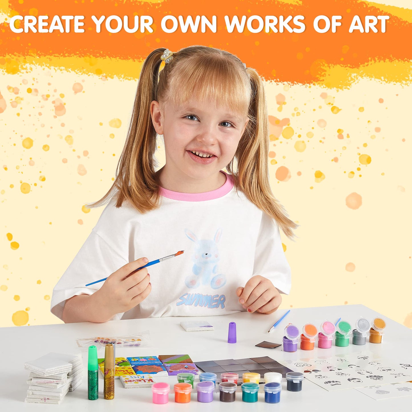 JOYIN 24 Magnetic Mini Tiles Art Kit  Creativity DIY Paint  Arts and Crafts for Kids  DIY Supplies for Party Favors  Family Activity  Birthday Present  Toys Gifts for Boys and Girls