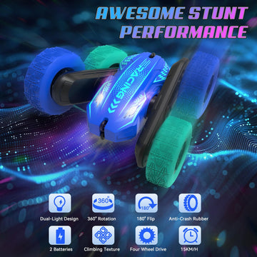 Paaxido Remote Control Car for Boys 4-7, RC Car for Kids, 360 Stunt Rotating Double-Sided Race Remote Cars with Headlights, Fun