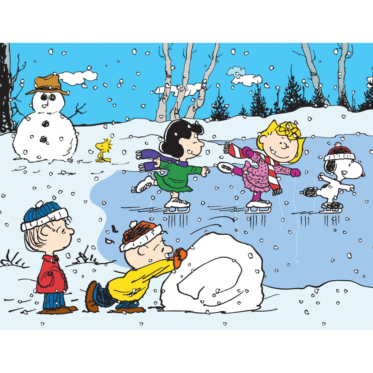 RoseArt - Peanuts - Ice Skating at The Pond - 100 Piece Jigsaw Puzzle for Kids and mature-themeds