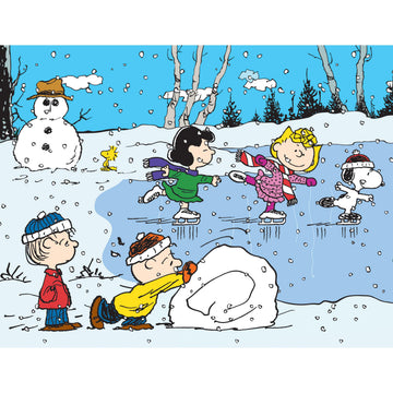 RoseArt - Peanuts - Ice Skating at The Pond - 100 Piece Jigsaw Puzzle for Kids and mature-themeds