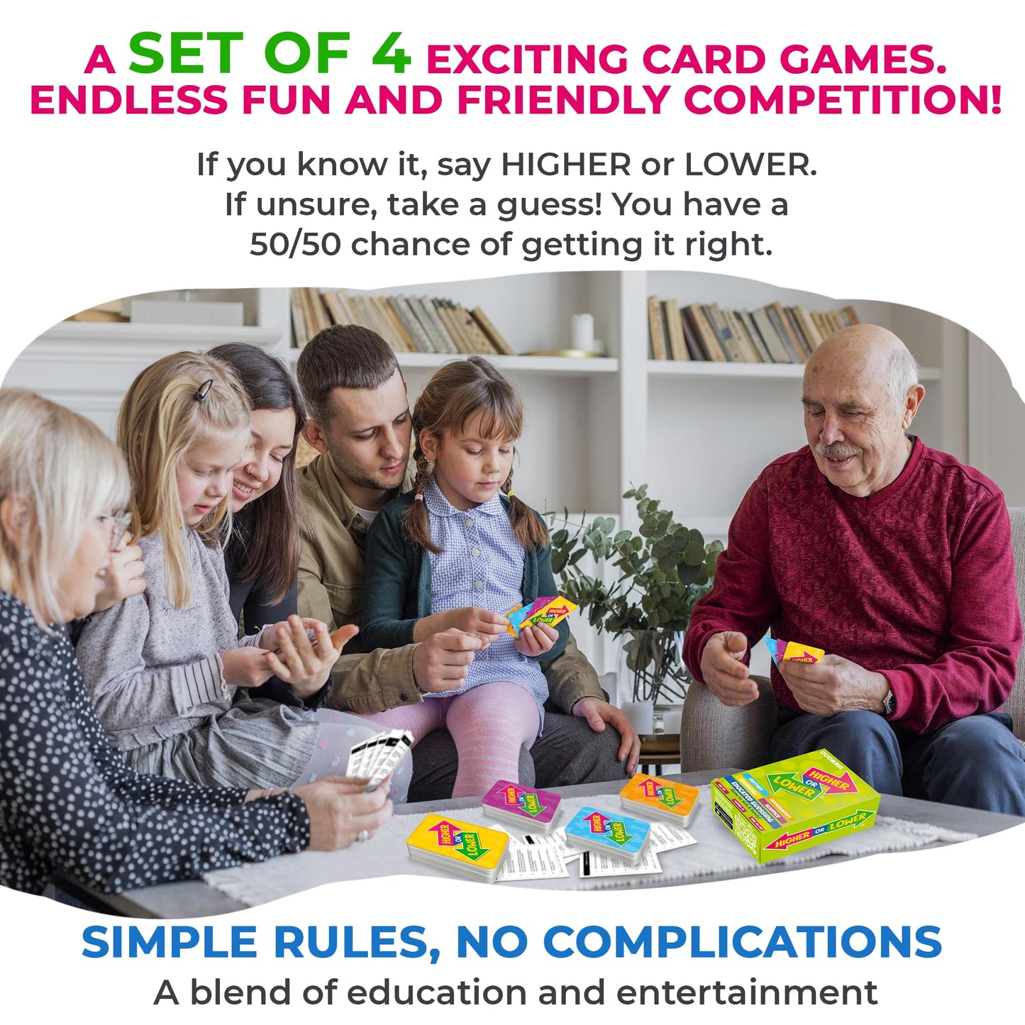 Quokka Board Game For Kids - Family Card Game For Kids And Adults - 4 Set Higher Or Lower | Guess Fun Questions | Easy To Learn | 2 + Players - Challenge Game For Family Night