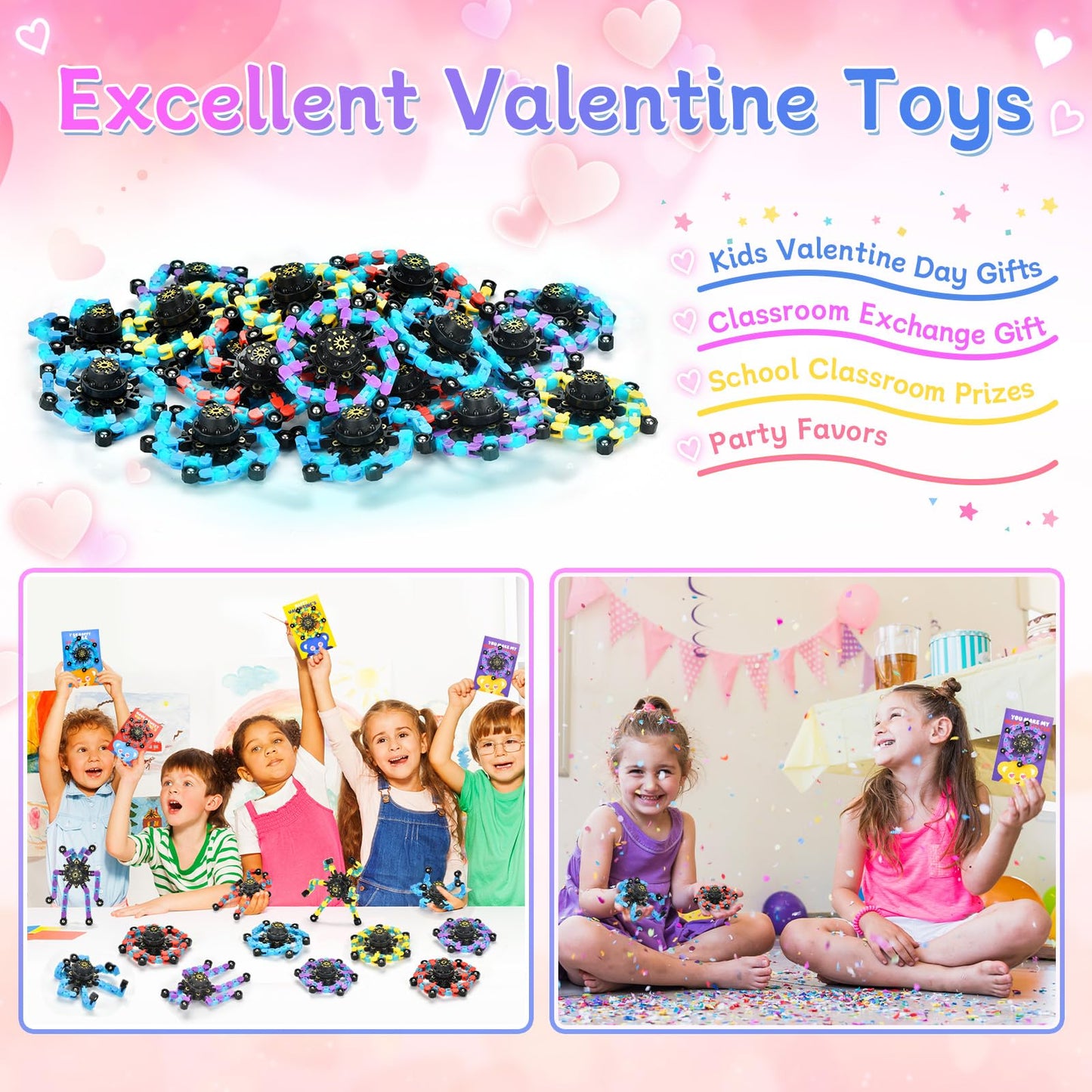 Inacorn 28 Pack Valentines Day Gifts For Kids - Fidget Toys For Kids, Classroom Fidget Spinners, Party Favors, And Kids Gifts -