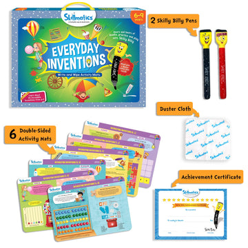 Skillmatics Educational Game : Everyday Inventions | Reusable Activity Mats With 2 Dry Erase Markers | Gifts & Learning Tools For Ages 6-9