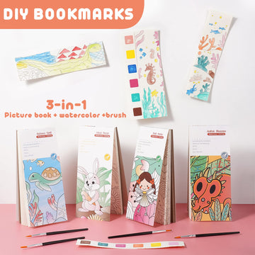 Cavnewt Pocket Watercolor Painting Book,21-Pages,Travel Paint Watercolor Coloring Book Set For Kids 3-8 Years Old,Boys And Girls