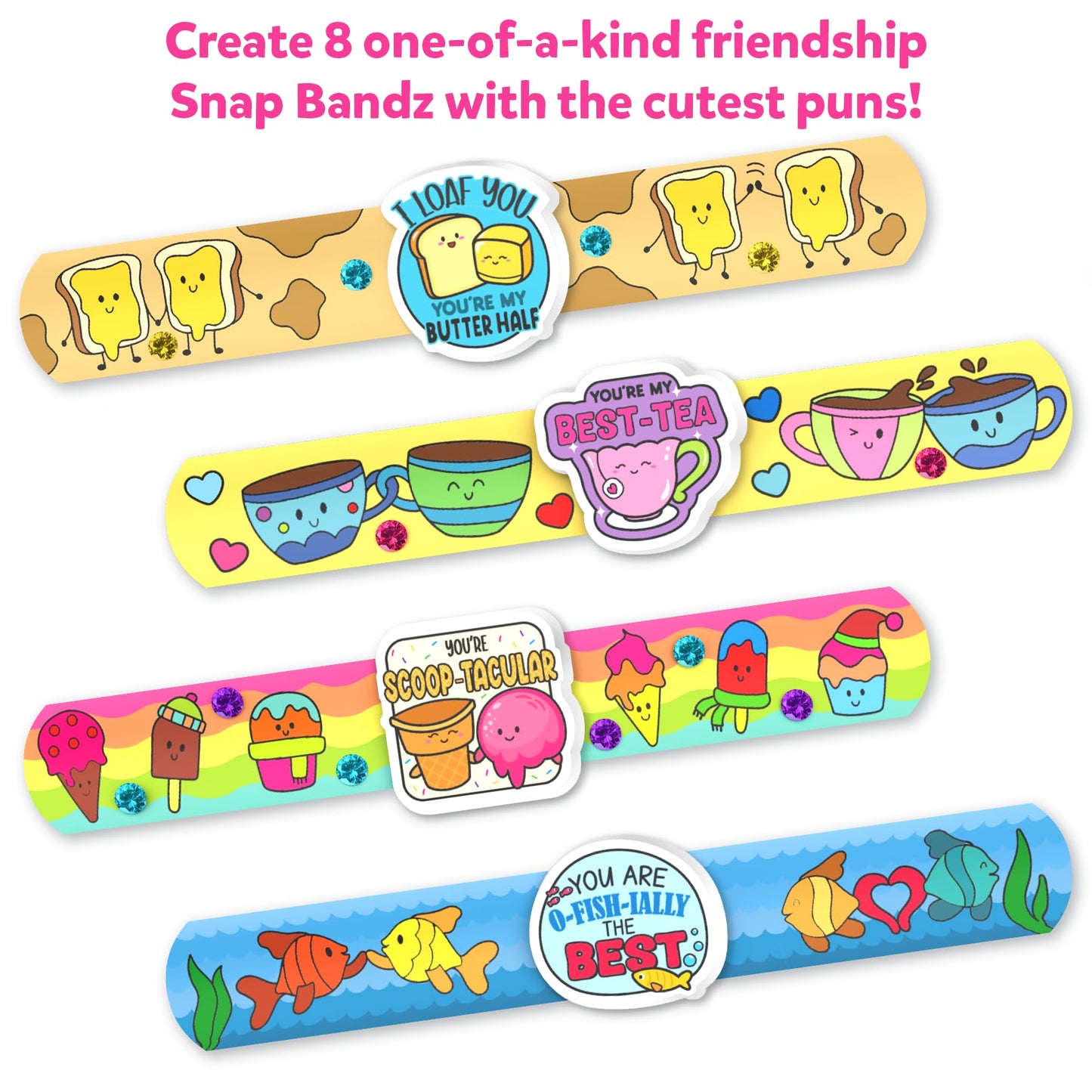 Skillmatics Craft Activity - Snap Bandz DIY Jewelry Kit, 8.6" Multicolor, Creative Fun for Kids Ages 4-10, Model SKILL1247SBFF