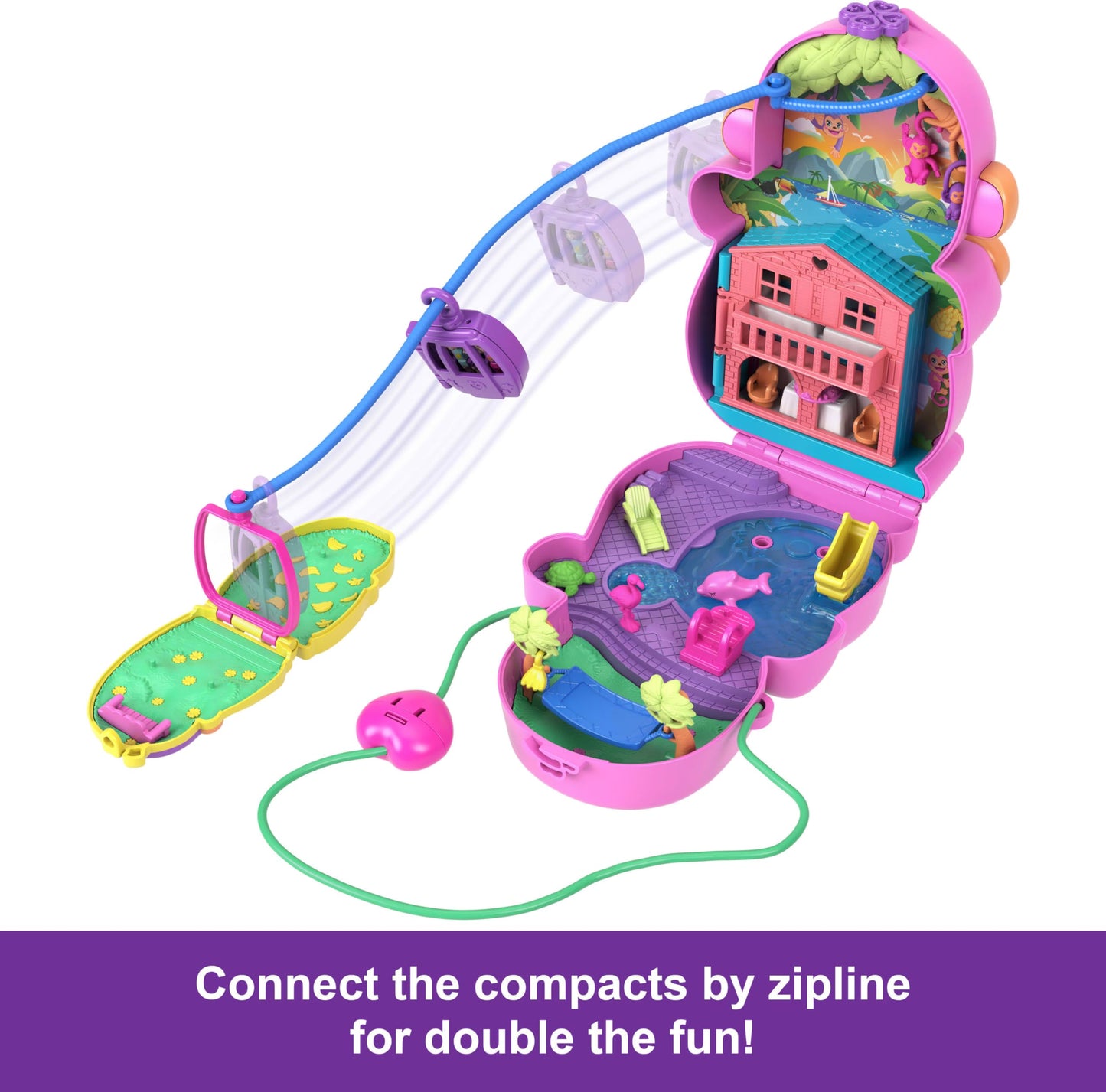 Polly Pocket Dolls & Playset With Pets & 13 Accessories, 2-In-1 Momma Monkey & Baby Wearable Purse & Animal Toy