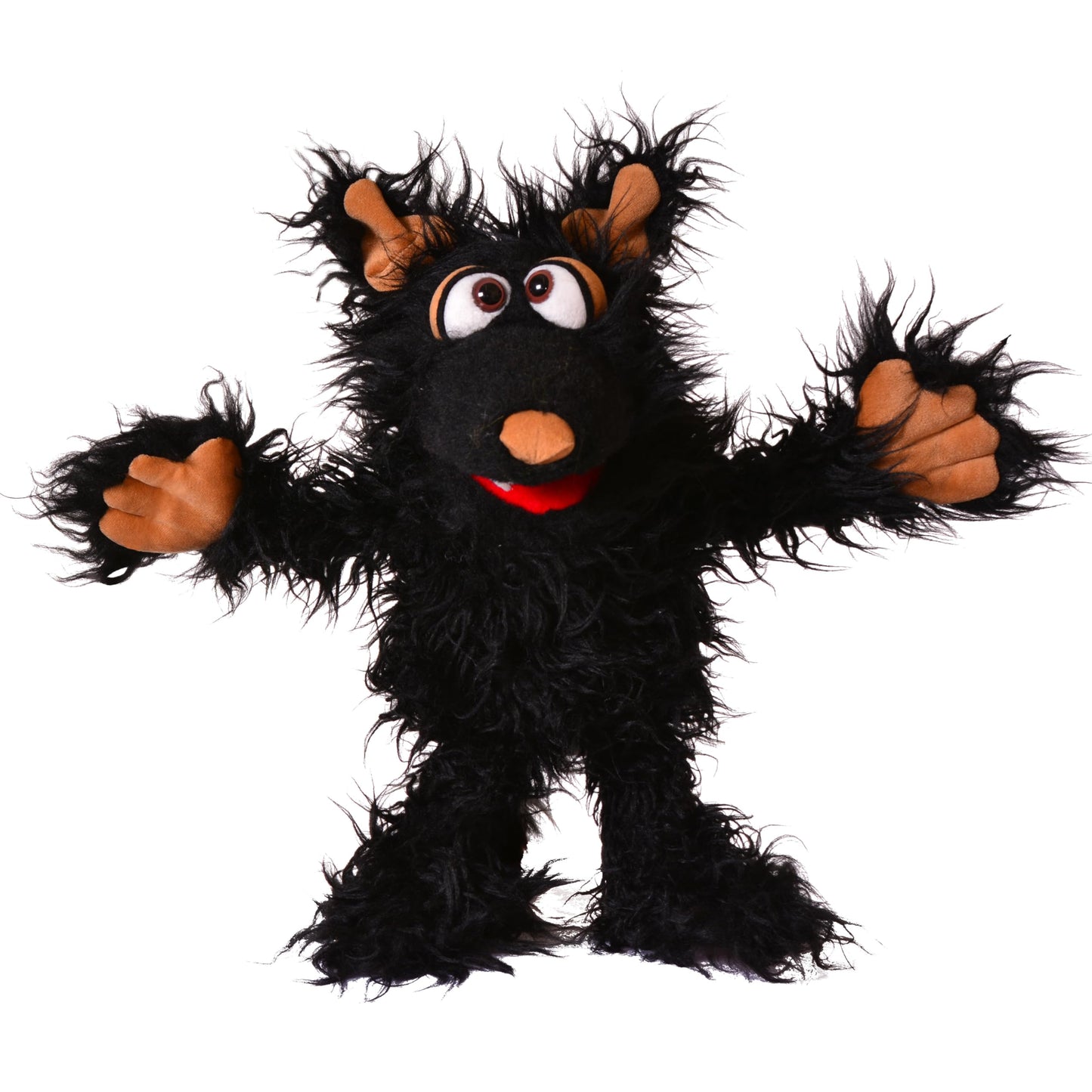 Living Puppets 12-Inch Plush Black Dog Hand Puppet - Fine European Design  Ultra-Soft and Cuddly  Promotes Child Development  Safety Certified  Teacher-Recommended for Boys and Girls