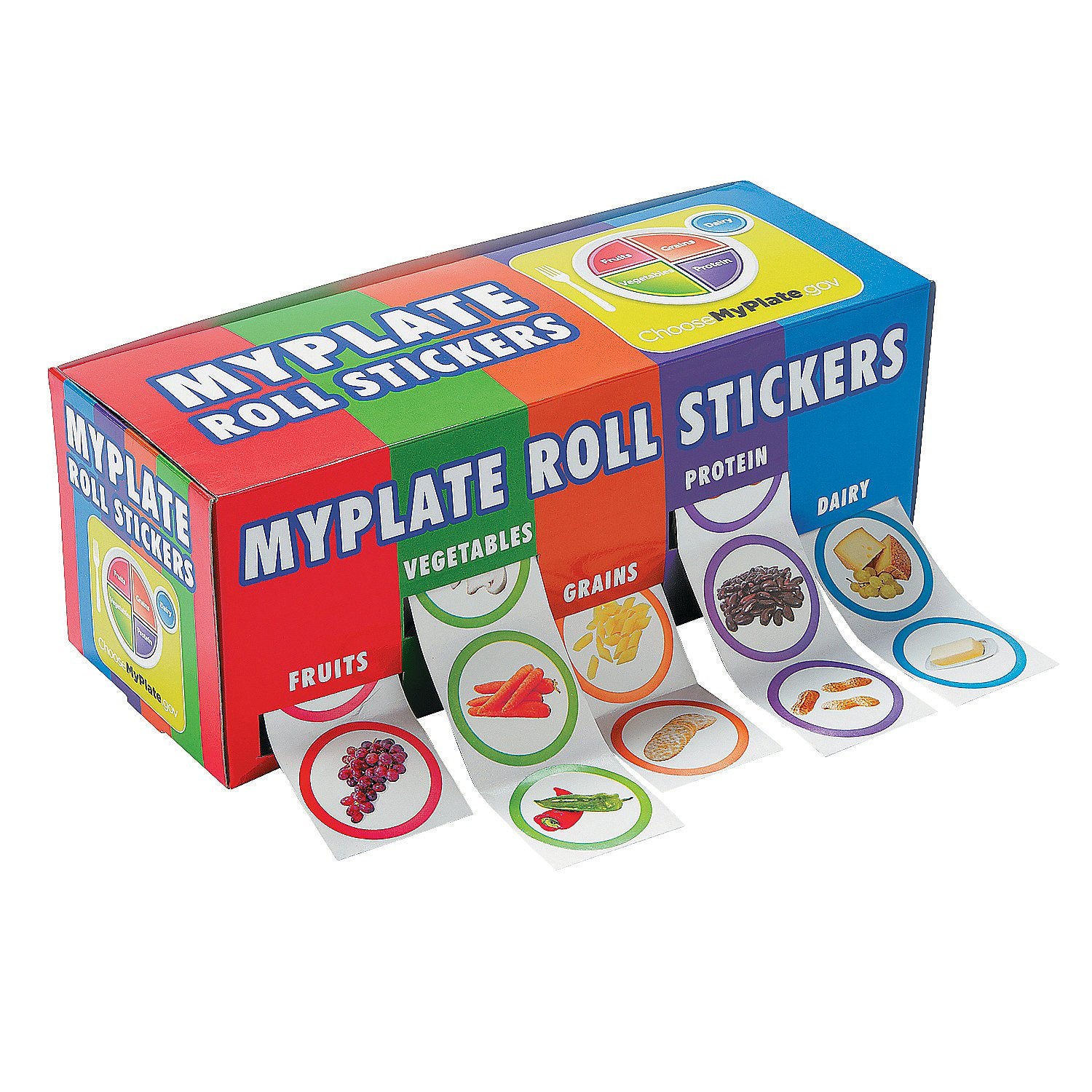 My Plate Food and Nutrition Roll Stickers - 5 Rolls of Each Food Group - Learning Supplies for Kids