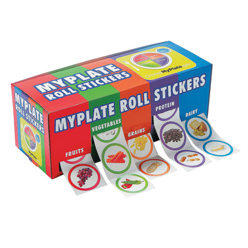 My Plate Food and Nutrition Roll Stickers - 5 Rolls of Each Food Group - Learning Supplies for Kids