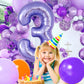 AIQINHU Purple 40 Inch Foil Number 3 Balloon - Giant Mylar Balloon for 3 Year Old Birthday Party Decorations