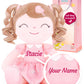 Gloveleya Personalized Curly Doll With Your Name - Cute Custom Pink Soft Plush Doll For Girls Plush Doll Customized Gifts