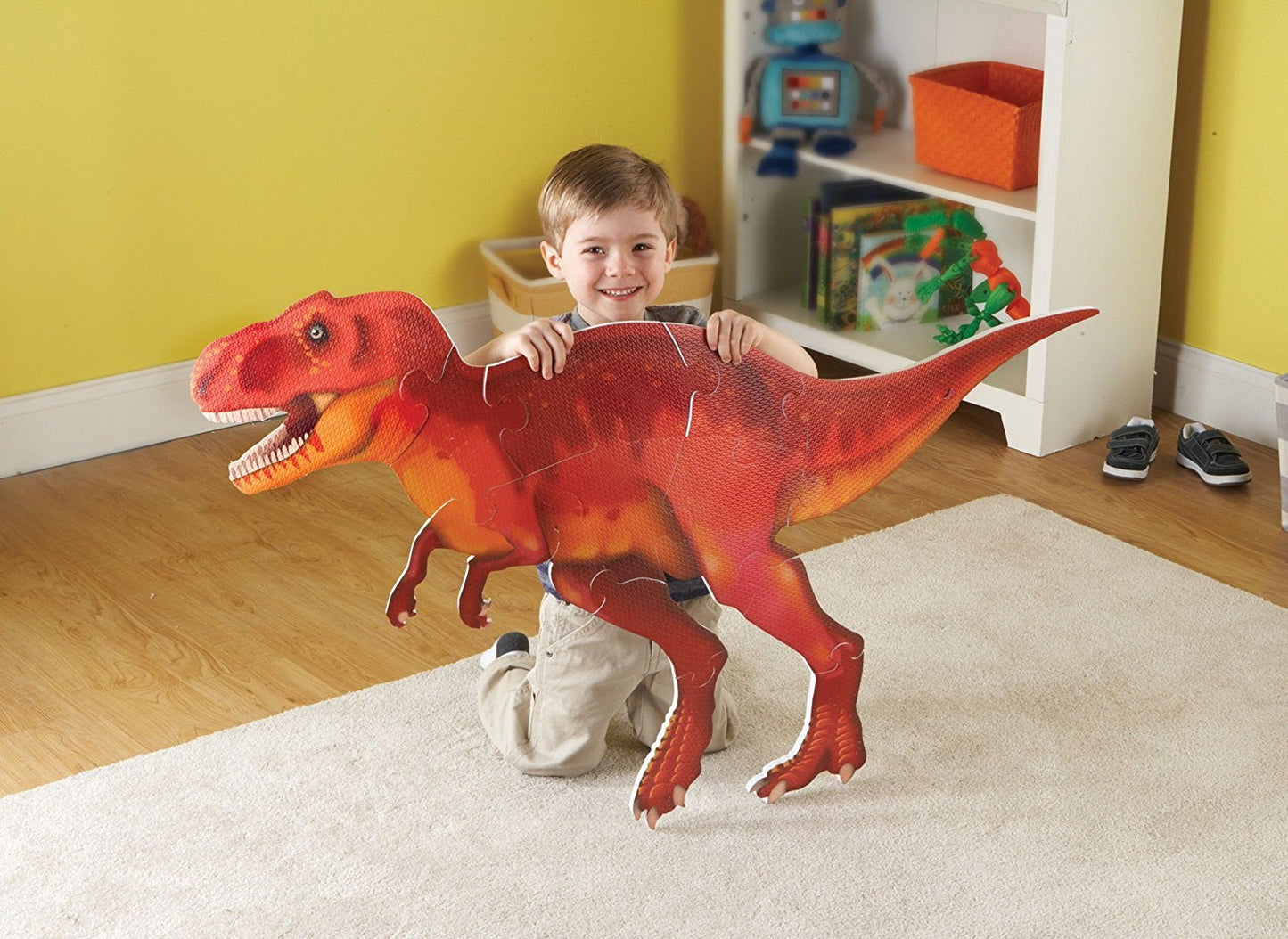 Learning Resources T-Rex Jumbo Dinosaur Floor Puzzle - 20 Pieces, Ages 3+ 3D Puzzles For Kids, Dinosaur Puzzle For Kids, Dinosau