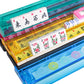 GUSTARIA American Mahjong Game Set - 166 Premium White Tiles, Blue Carrying Bag, 9"x20"x3", Melamine, 4 Color Racks/Pushers