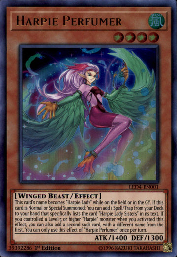 Yu-Gi-Oh! - Harpie Perfumer - Led4-En001 - Legendary Duelists: Sisters Of The Rose - 1St Edition - Ultra Rare