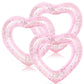 Whaline 3Pcs Inflatable Heart Pool Float With Glitter Inside Pink Swim Pool Rings Float Loungers Tube For Summer Pool Beach Bach