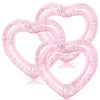 Whaline 3Pcs Inflatable Heart Pool Float With Glitter Inside Pink Swim Pool Rings Float Loungers Tube For Summer Pool Beach Bach