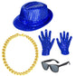 Kids Dance Hip Hop Jazz Costume Boys Sequin Vest Hat Sunglasses Set For Dance Party 3-4T Blue