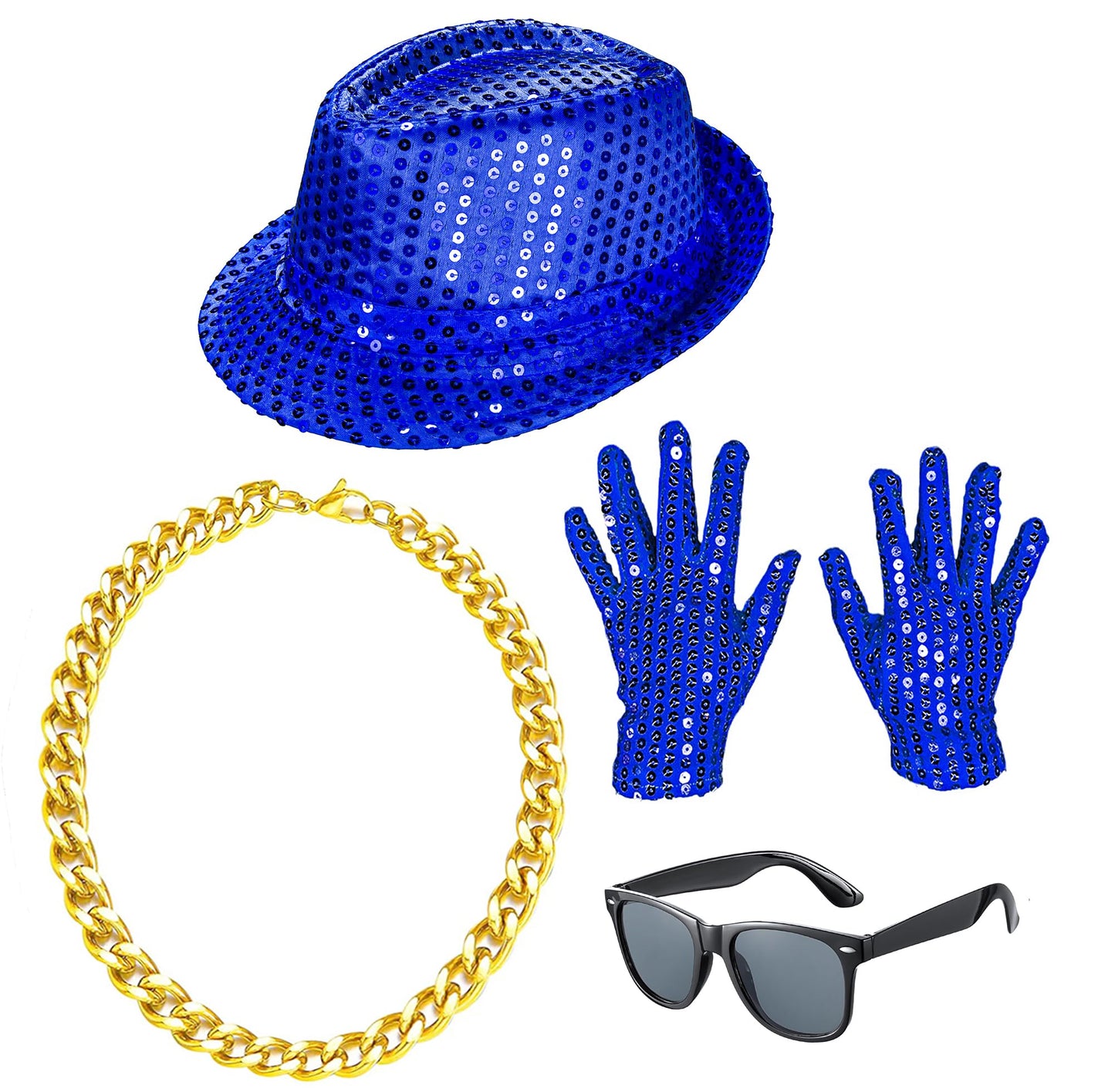 Kids Dance Hip Hop Jazz Costume Boys Sequin Vest Hat Sunglasses Set For Dance Party 3-4T Blue