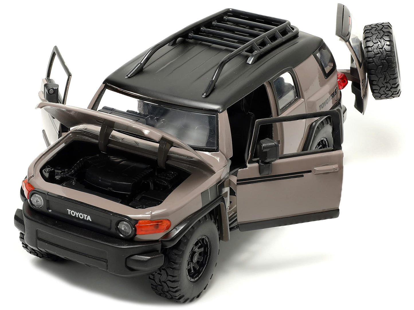 Jada Toys Just Trucks 1:24 Toyota Fj Cruiser Die-Cast Car Brown With Tire Rack, Toys For Kids And Adults