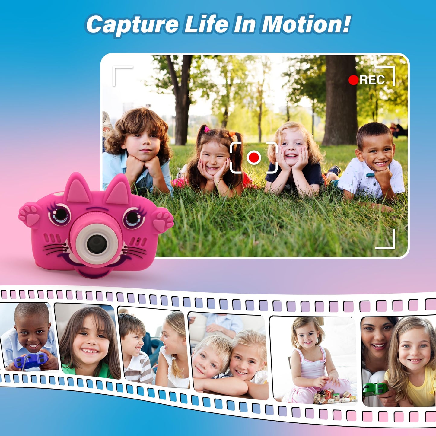 Gkidz Kids Camera For Boys & Girls Toy Camera Age 3-12 Years Old Young Photographers With 64Gb Sd Card, Hanging Belt & Durable Silicone Case Ideal Gift For Kids | Camera For Kids | Toddler Camera