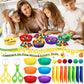 Zhanmai 142 Pcs Fine Motor Skills Toys Handy Scooper Set Sensory Bin Filler 12 Sorting Bowls 8 Tweezers 2 Scissors Clips 120 Plush Balls for Early Education and Sorting Counting Training Development
