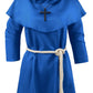Knelor Medieval Friar Monk Robe For Kids, Halloween Cosplay Hooded Cape Cloak Costume