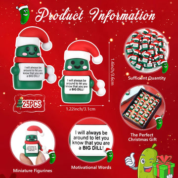 Gejoy 25 Pcs Mini Rubber Christmas Pickle Toys Positive Gifts Mini Christmas Pickles Decorations and Encouragement Birthday Motivational Gifts for Colleague Staff Teacher
