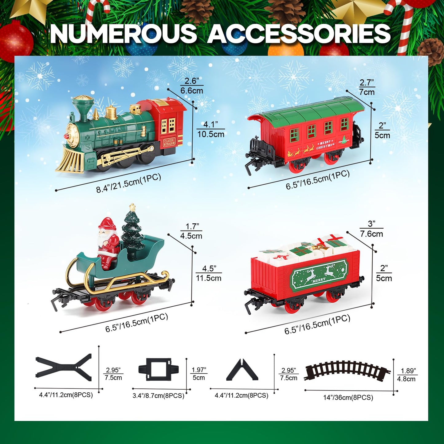 Train Set - Christmas Train Set Around & Under The Tree, Electric Train Set With Light & Sound, Battery Operated Kids Train Toys