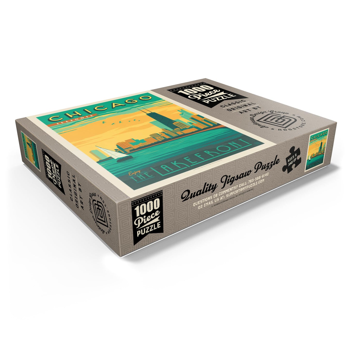Mypuzzle Chicago: Lakefront, Vintage Poster - Premium 1000 Piece Jigsaw Puzzle For Adults