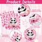 Gisgfim 96Pcs Pink Panda Birthday Party Supplies Set Pink Panda Party Paper Disposable Plates Napkins Panda Themed Party Decorat