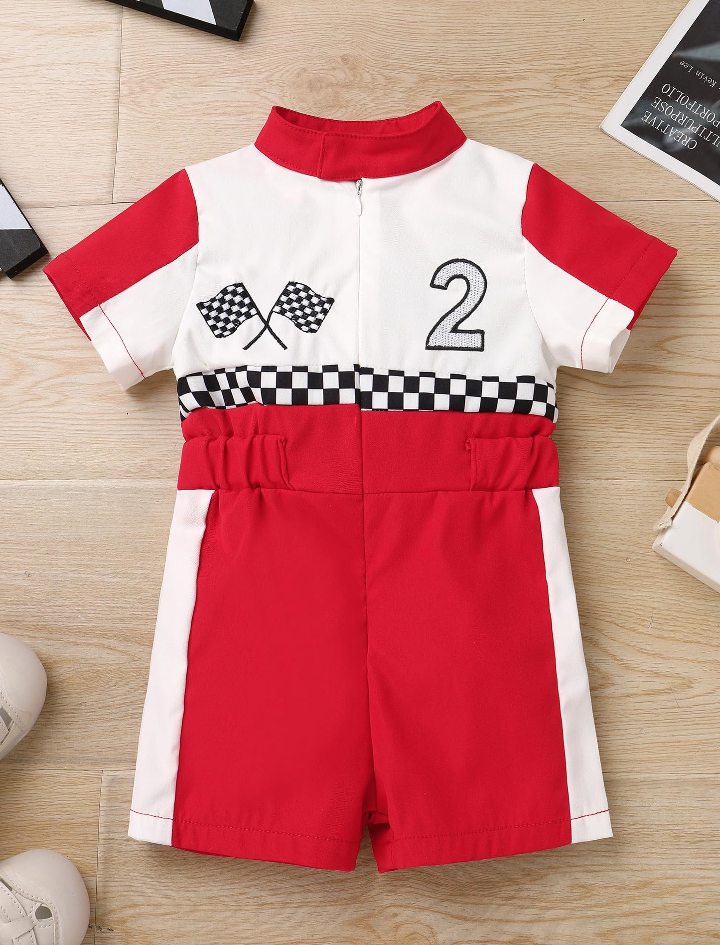 IDOPIP Baby Boys 1st 2nd Birthday Outfit Race Car Driver Romper Girls Boys Racer Jumpsuit One Piece Bodysuit Racing Suit Toddler