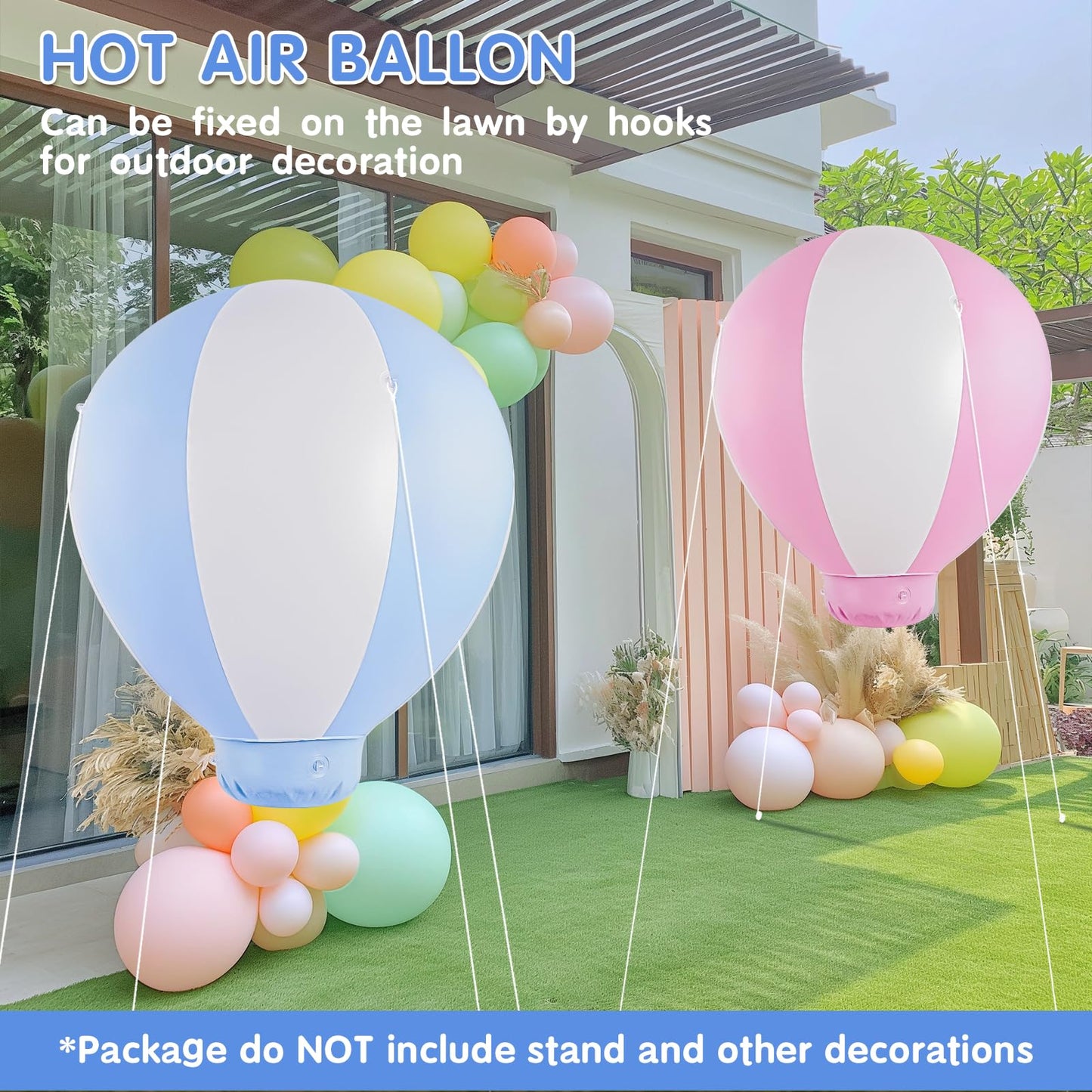 XLYLKS 3FT Inflatable Hot Air Balloon Decoration - Blue PVC for Baby Shower & Birthday Parties, Includes Air Pump, 38 x 33 x 38 inches