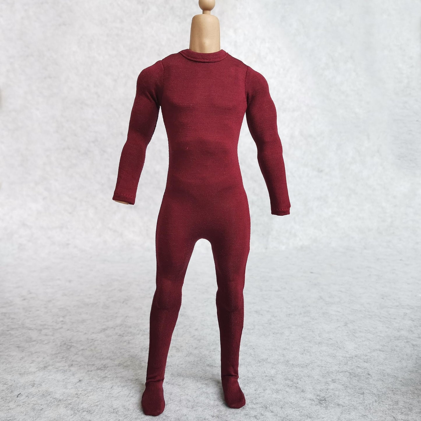 1/6 Scale Male Figure Clothes Long Sleeved Bodysuit Undercoat Jumpsuit Cloth for 12'' Action Figure Doll Clothes (Red)