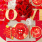 Valentine'S Day Party Supplies Red Heart Love Disposable Paper Plates Napkins Cups Plastic Tablecloth For Valentine'S Day, Engag