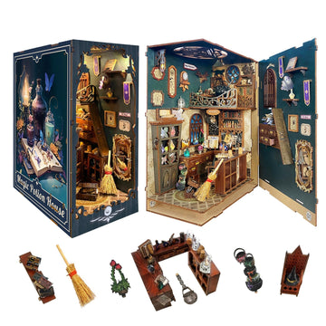 Strucwood Diy Magic Book Nook Kit Miniature House Kit Tiny House Bookshelf Decor 3D Wood Puzzle Dollhouse For Adults - Magic Pot