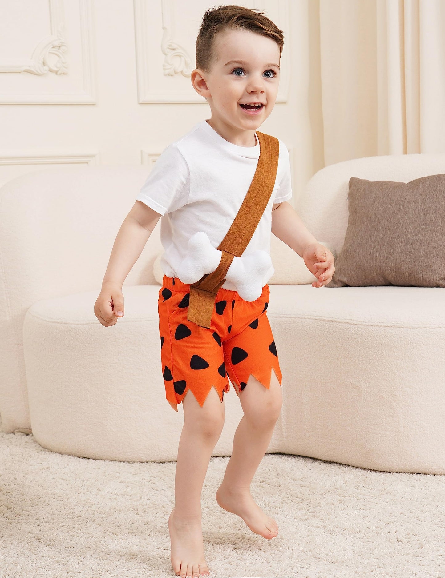 Xianhsuxo Halloween Costume For Toddler Kids Baby Caveman Costume Cosplay Outfit For Girls Boys (Boys, 12-18M)
