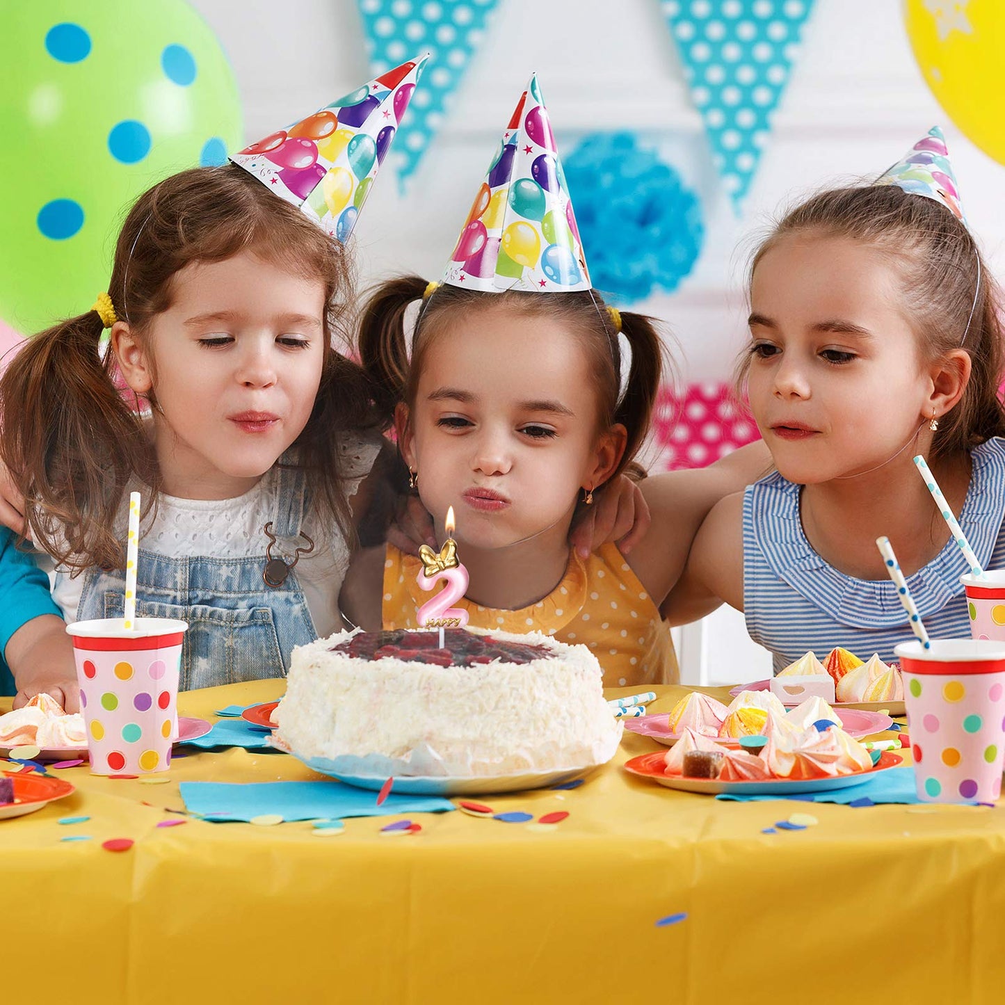 Candle Pink Birthday Candle Girl Happy Birthday Cake Topper, Birthday Baking Celebration Reunions Anniversary Party Supplies (Nu