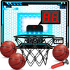 Folimix Mini Basketball Hoop Indoor For Kids, Basketball Hoop Over The Door With Led Lighting, Electronic Scoreboard & 3 Balls,