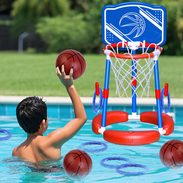 Aurotops Pool Basketball Hoop Poolside With Backboard & Ring Toss Pool Games,Floating Basketball Hoop For Pool Toys For Kids Age
