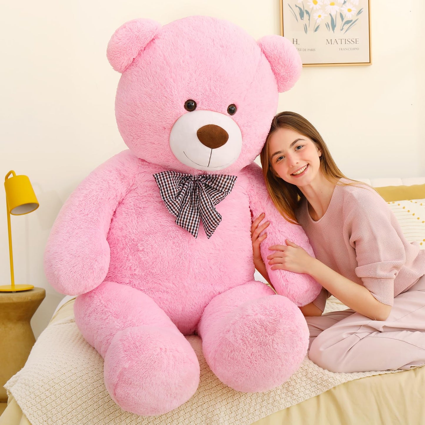 MaoGoLan Giant Pink Teddy Bear - 55" Life Size Stuffed Animal, Soft Polypropylene, Ideal Gift for Girlfriend