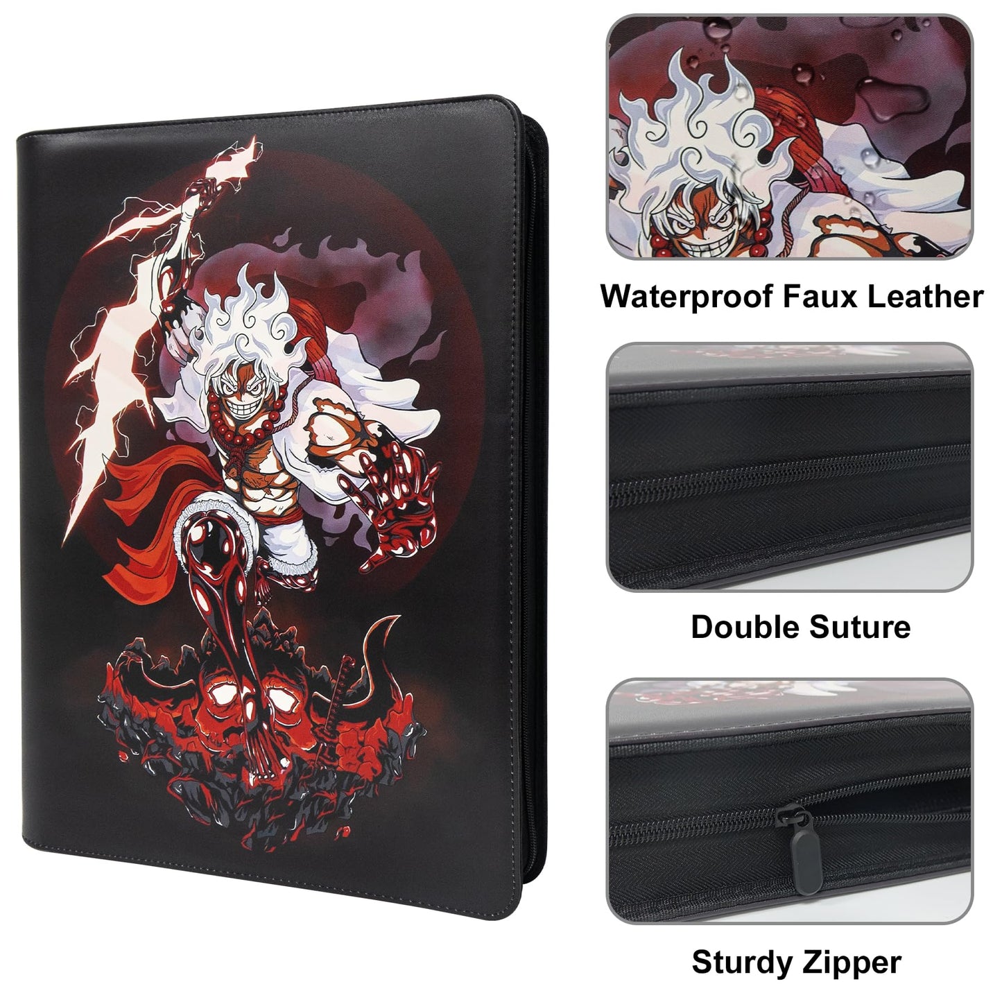 WEST TUNE One Piece Trading Card Binder - 16 Pocket, Waterproof, Holds 1024 Cards, Includes 32 Sleeves, Model WTV028