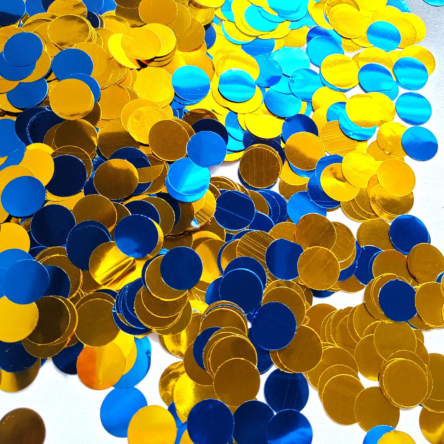 Blue And Gold Confetti 0.6 inch,Round Blue And Gold Foil Confetti,Shiny Blue And Gold Confetti for Party Decoration or Filled Ba